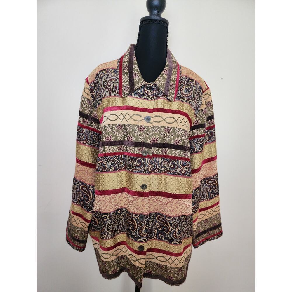 Alfred Dunner Women's Size 20W Multicolor Paisley Button Up Collared Blazer